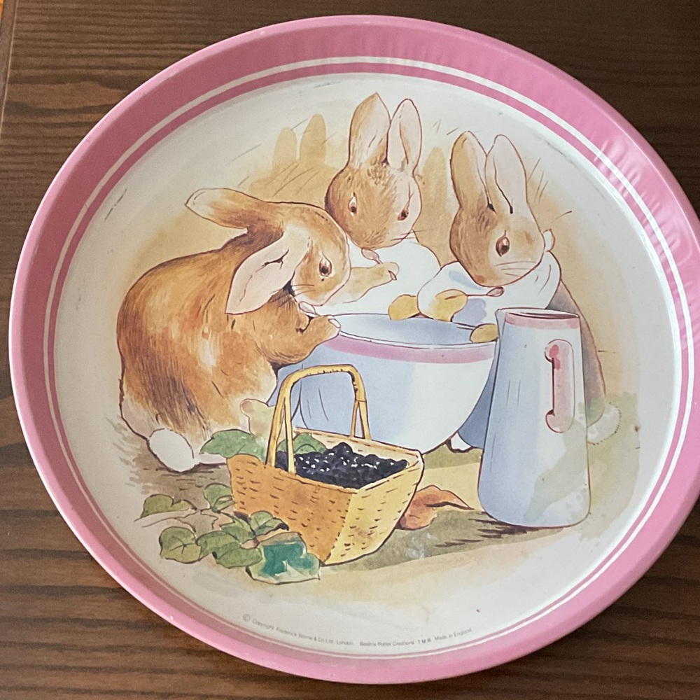 Vintage Beatrix Potter Round Tin Tray 12" made in England